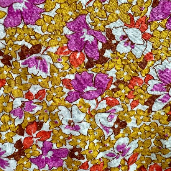 Ann Taylor Women's Large 100% Linen Flutter Sleeves Retro Floral Shirt Blouse - Picture 6 of 8